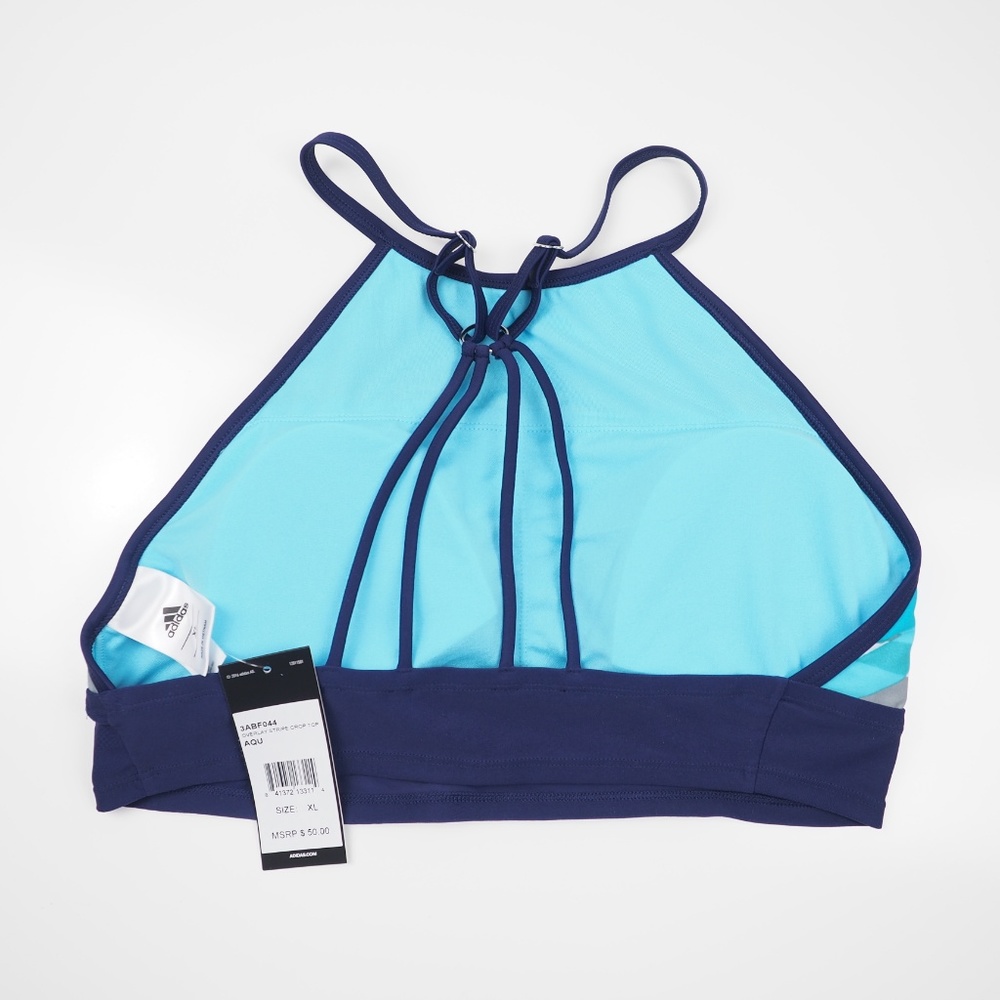 NWT Adidas Overlay Stripe Bikini Top - Picture 2 of 3